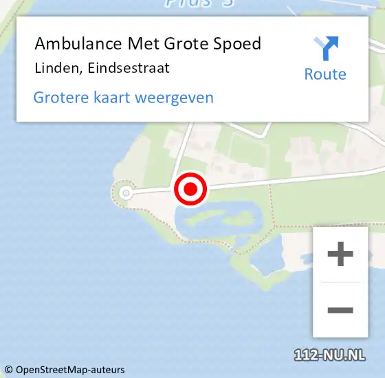 Locatie op kaart van de 112 melding: Ambulance Met Grote Spoed Naar Linden, Eindsestraat op 12 december 2015 09:29