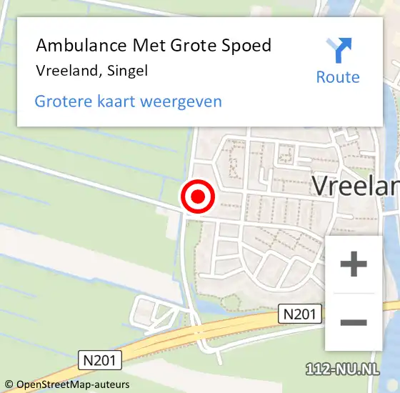 Locatie op kaart van de 112 melding: Ambulance Met Grote Spoed Naar Vreeland, Singel op 12 december 2015 10:21