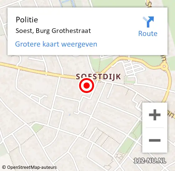 Locatie op kaart van de 112 melding: Politie Soest, Burg Grothestraat op 12 december 2015 10:44