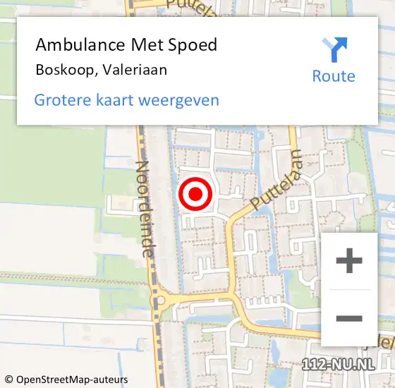 Locatie op kaart van de 112 melding: Ambulance Met Spoed Naar Boskoop, Valeriaan op 12 december 2015 11:09