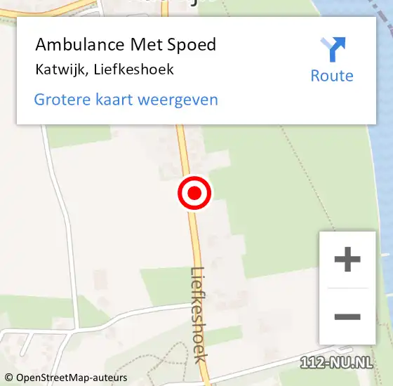 Locatie op kaart van de 112 melding: Ambulance Met Spoed Naar Katwijk, Liefkeshoek op 12 december 2015 11:26