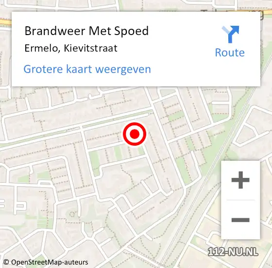 Locatie op kaart van de 112 melding: Brandweer Met Spoed Naar Ermelo, Kievitstraat op 12 december 2015 11:39