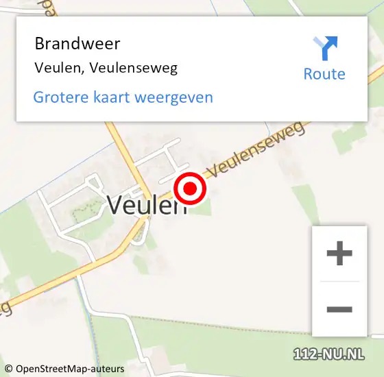 Locatie op kaart van de 112 melding: Brandweer Veulen, Veulenseweg op 12 december 2015 13:00