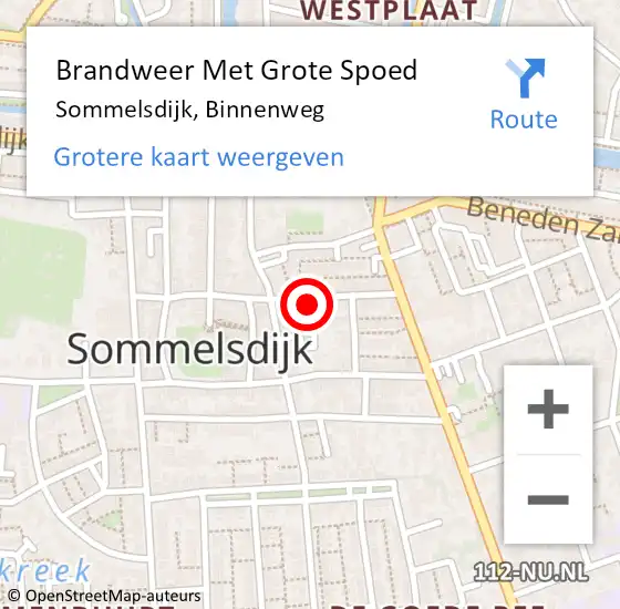 Locatie op kaart van de 112 melding: Brandweer Met Grote Spoed Naar Sommelsdijk, Binnenweg op 12 december 2015 13:34