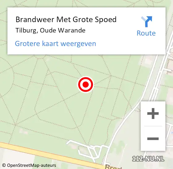 Locatie op kaart van de 112 melding: Brandweer Met Grote Spoed Naar Tilburg, Oude Warande op 12 december 2015 13:58