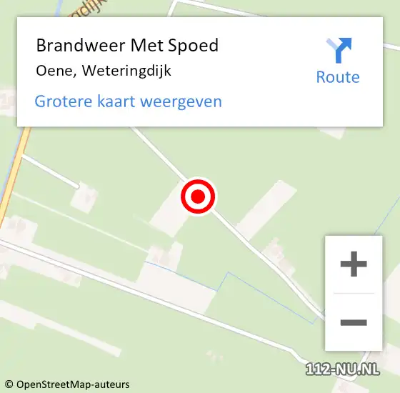 Locatie op kaart van de 112 melding: Brandweer Met Spoed Naar Oene, Weteringdijk op 12 december 2015 14:02