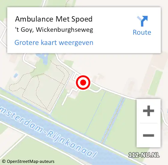 Locatie op kaart van de 112 melding: Ambulance Met Spoed Naar 't Goy, Wickenburghseweg op 12 december 2015 15:25