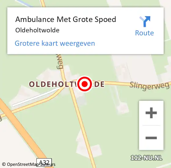 Locatie op kaart van de 112 melding: Ambulance Met Grote Spoed Naar Oldeholtwolde op 12 december 2015 17:11