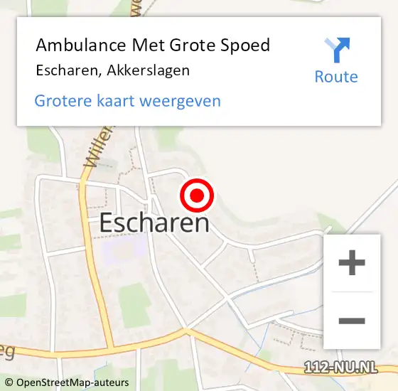 Locatie op kaart van de 112 melding: Ambulance Met Grote Spoed Naar Escharen, Akkerslagen op 12 december 2015 17:27