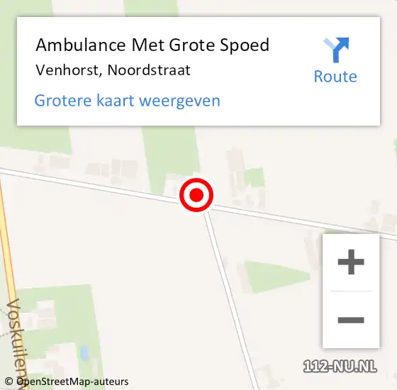 Locatie op kaart van de 112 melding: Ambulance Met Grote Spoed Naar Venhorst, Noordstraat op 14 september 2013 11:44