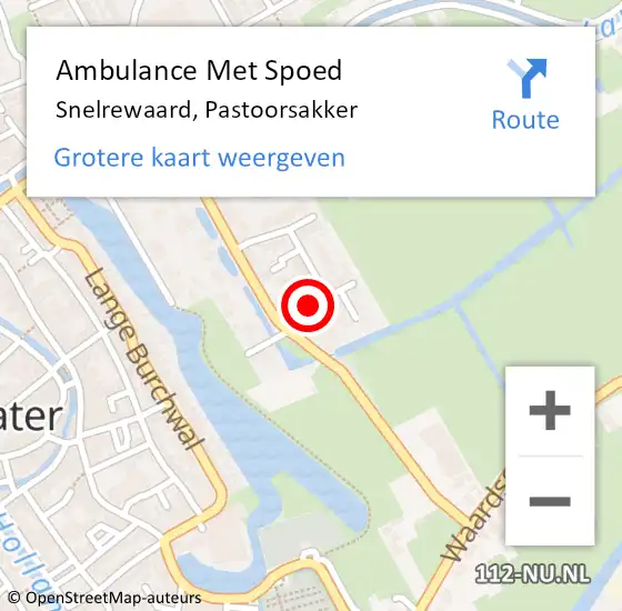 Locatie op kaart van de 112 melding: Ambulance Met Spoed Naar Snelrewaard, Pastoorsakker op 12 december 2015 18:08