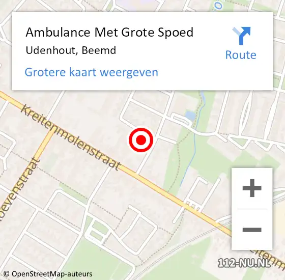 Locatie op kaart van de 112 melding: Ambulance Met Grote Spoed Naar Udenhout, Beemd op 12 december 2015 18:15