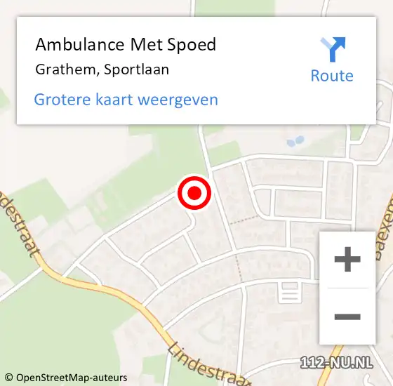 Locatie op kaart van de 112 melding: Ambulance Met Spoed Naar Grathem, Sportlaan op 12 december 2015 18:43