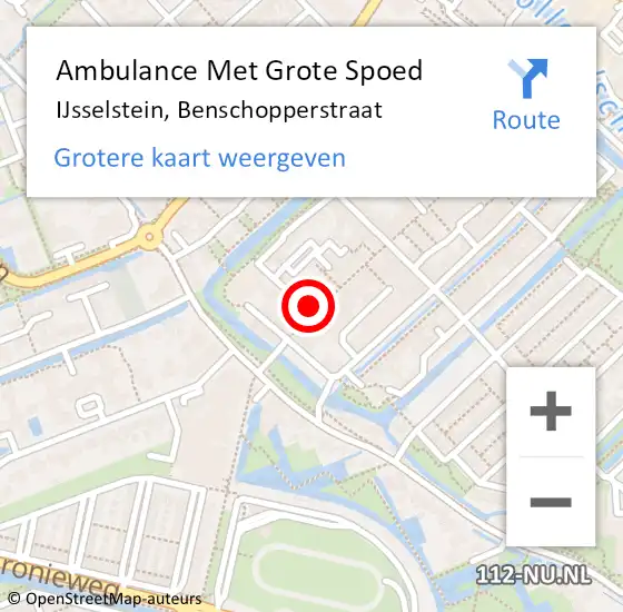 Locatie op kaart van de 112 melding: Ambulance Met Grote Spoed Naar IJsselstein, Benschopperstraat op 12 december 2015 18:51