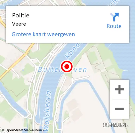 Locatie op kaart van de 112 melding: Politie Veere op 12 december 2015 19:40