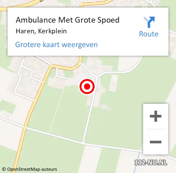 Locatie op kaart van de 112 melding: Ambulance Met Grote Spoed Naar Haren, Kerkplein op 12 december 2015 20:33