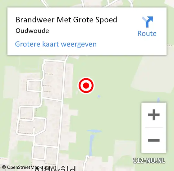 Locatie op kaart van de 112 melding: Brandweer Met Grote Spoed Naar Oudwoude op 12 december 2015 21:39