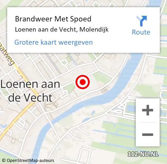 Locatie op kaart van de 112 melding: Brandweer Met Spoed Naar Loenen aan de Vecht, Molendijk op 12 december 2015 21:46