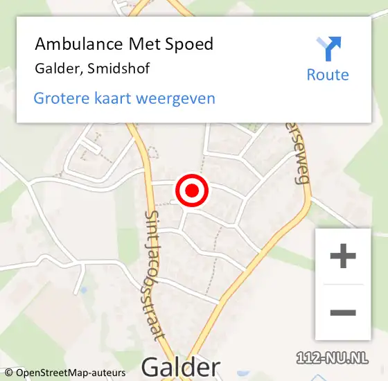 Locatie op kaart van de 112 melding: Ambulance Met Spoed Naar Galder, Smidshof op 12 december 2015 21:53