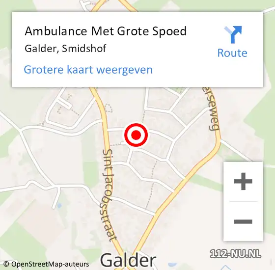 Locatie op kaart van de 112 melding: Ambulance Met Grote Spoed Naar Galder, Smidshof op 12 december 2015 22:07