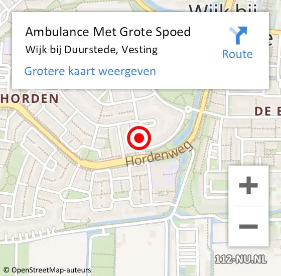 Locatie op kaart van de 112 melding: Ambulance Met Grote Spoed Naar Wijk bij Duurstede, Vesting op 12 december 2015 23:36