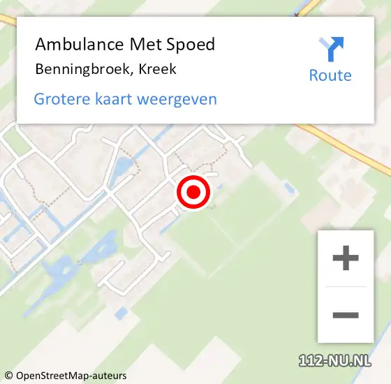 Locatie op kaart van de 112 melding: Ambulance Met Spoed Naar Benningbroek, Kreek op 13 december 2015 00:20