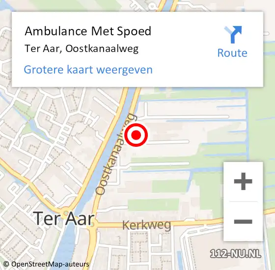 Locatie op kaart van de 112 melding: Ambulance Met Spoed Naar Ter Aar, Oostkanaalweg op 13 december 2015 00:21