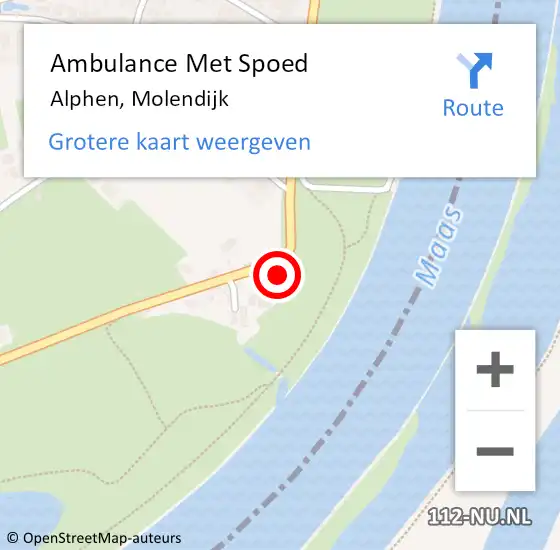 Locatie op kaart van de 112 melding: Ambulance Met Spoed Naar Alphen, Molendijk op 13 december 2015 01:20