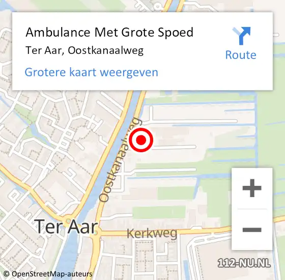 Locatie op kaart van de 112 melding: Ambulance Met Grote Spoed Naar Ter Aar, Oostkanaalweg op 13 december 2015 01:22