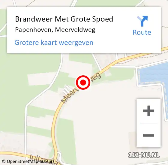 Locatie op kaart van de 112 melding: Brandweer Met Grote Spoed Naar Papenhoven, Meerveldweg op 13 december 2015 01:51