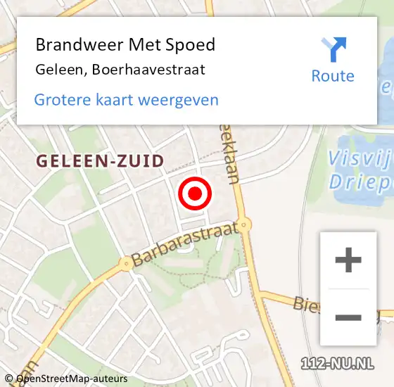 Locatie op kaart van de 112 melding: Brandweer Met Spoed Naar Geleen, Boerhaavestraat op 13 december 2015 03:14