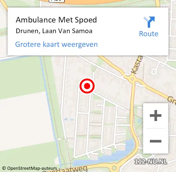 Locatie op kaart van de 112 melding: Ambulance Met Spoed Naar Drunen, Laan Van Samoa op 13 december 2015 03:30