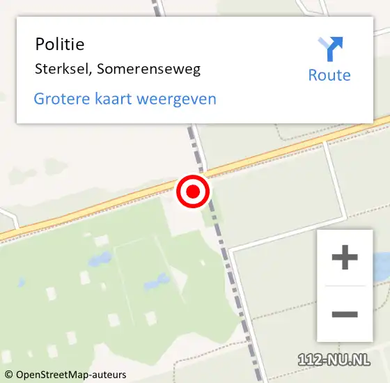 Locatie op kaart van de 112 melding: Politie Sterksel, Somerenseweg op 13 december 2015 05:21