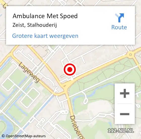 Locatie op kaart van de 112 melding: Ambulance Met Spoed Naar Zeist, Stalhouderij op 13 december 2015 05:31