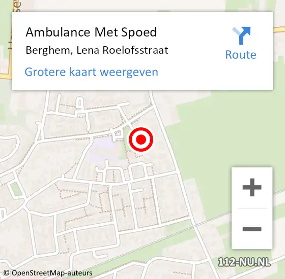 Locatie op kaart van de 112 melding: Ambulance Met Spoed Naar Berghem, Lena Roelofsstraat op 13 december 2015 09:20