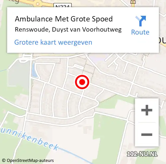 Locatie op kaart van de 112 melding: Ambulance Met Grote Spoed Naar Renswoude, Duyst van Voorhoutweg op 13 december 2015 09:37