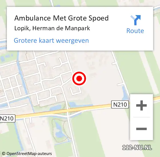 Locatie op kaart van de 112 melding: Ambulance Met Grote Spoed Naar Lopik, Herman de Manpark op 13 december 2015 10:00