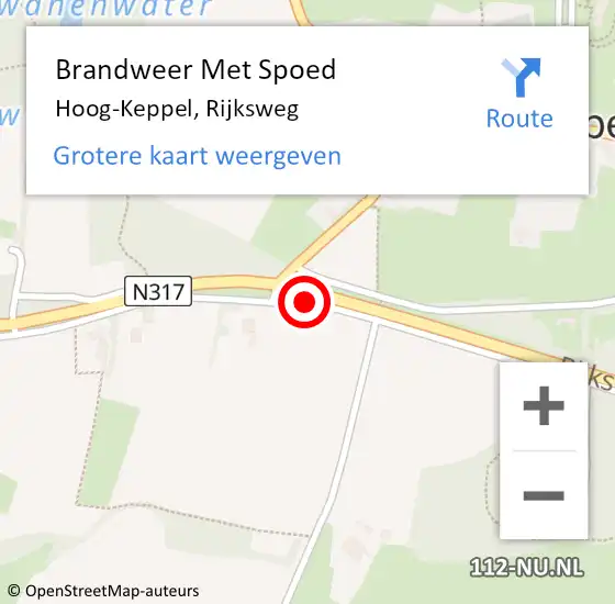 Locatie op kaart van de 112 melding: Brandweer Met Spoed Naar Hoog-Keppel, Rijksweg op 29 november 2013 20:25