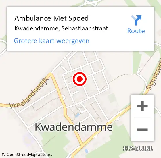 Locatie op kaart van de 112 melding: Ambulance Met Spoed Naar Kwadendamme, Sebastiaanstraat op 13 december 2015 11:02