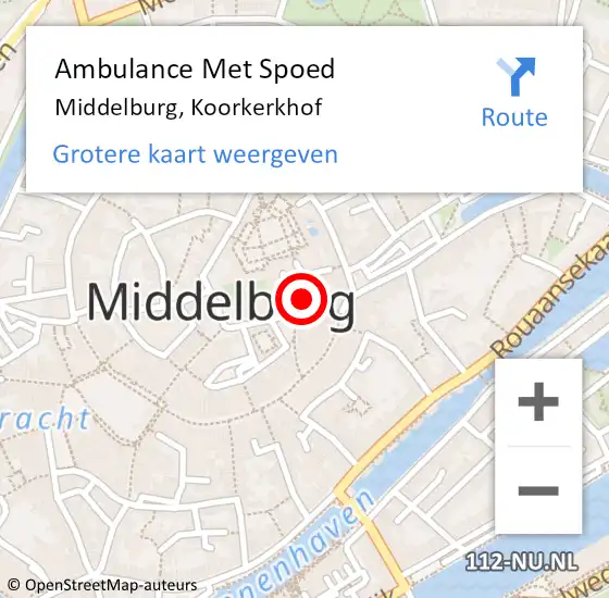 Locatie op kaart van de 112 melding: Ambulance Met Spoed Naar Middelburg, Koorkerkhof op 13 december 2015 11:08