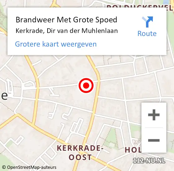 Locatie op kaart van de 112 melding: Brandweer Met Grote Spoed Naar Kerkrade, Dir van der Muhlenlaan op 13 december 2015 11:11