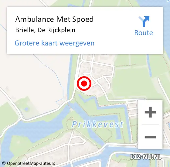 Locatie op kaart van de 112 melding: Ambulance Met Spoed Naar Brielle, De Rijckplein op 13 december 2015 11:17