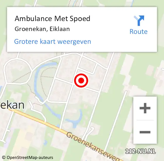 Locatie op kaart van de 112 melding: Ambulance Met Spoed Naar Groenekan, Eiklaan op 13 december 2015 11:32