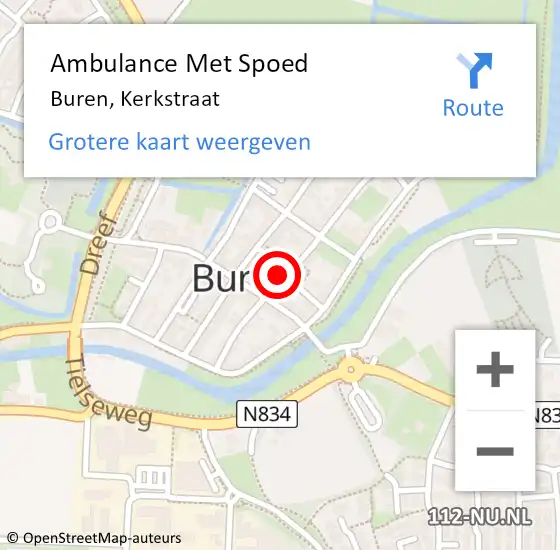 Locatie op kaart van de 112 melding: Ambulance Met Spoed Naar Buren, Kerkstraat op 13 december 2015 12:43