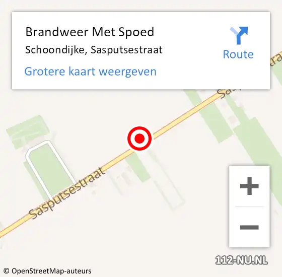 Locatie op kaart van de 112 melding: Brandweer Met Spoed Naar Schoondijke, Sasputsestraat op 13 december 2015 13:15