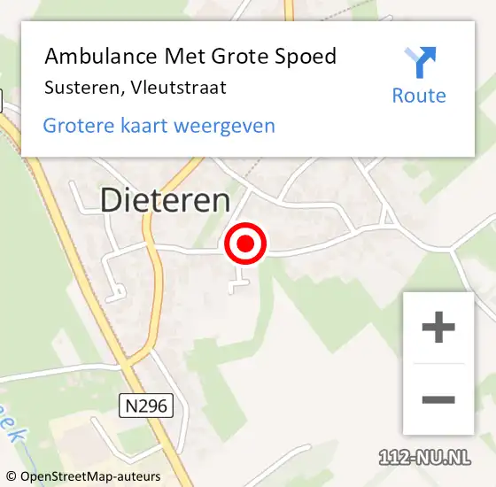 Locatie op kaart van de 112 melding: Ambulance Met Grote Spoed Naar Susteren, Vleutstraat op 29 november 2013 20:45