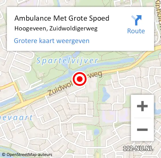 Locatie op kaart van de 112 melding: Ambulance Met Grote Spoed Naar Hoogeveen, Zuidwoldigerweg op 13 december 2015 13:52