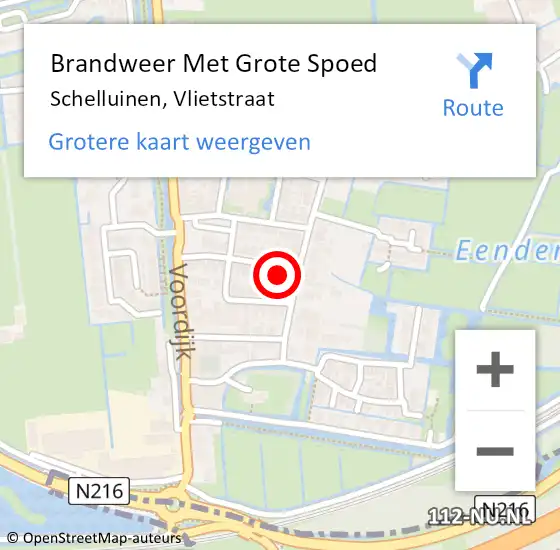 Locatie op kaart van de 112 melding: Brandweer Met Grote Spoed Naar Schelluinen, Vlietstraat op 13 december 2015 14:10