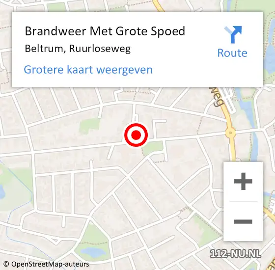 Locatie op kaart van de 112 melding: Brandweer Met Grote Spoed Naar Beltrum, Ruurloseweg op 13 december 2015 14:34