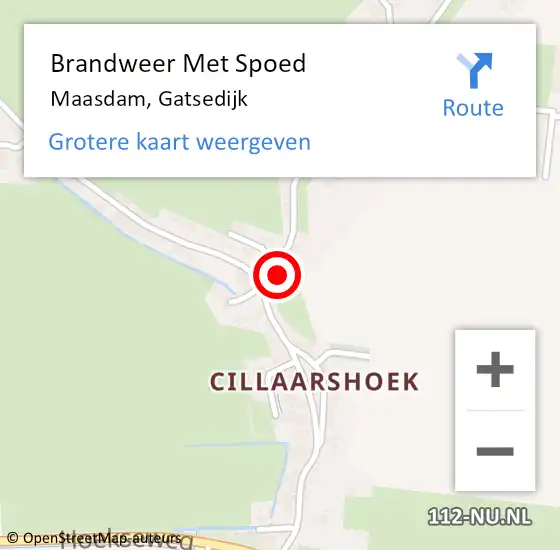 Locatie op kaart van de 112 melding: Brandweer Met Spoed Naar Maasdam, Gatsedijk op 13 december 2015 15:01